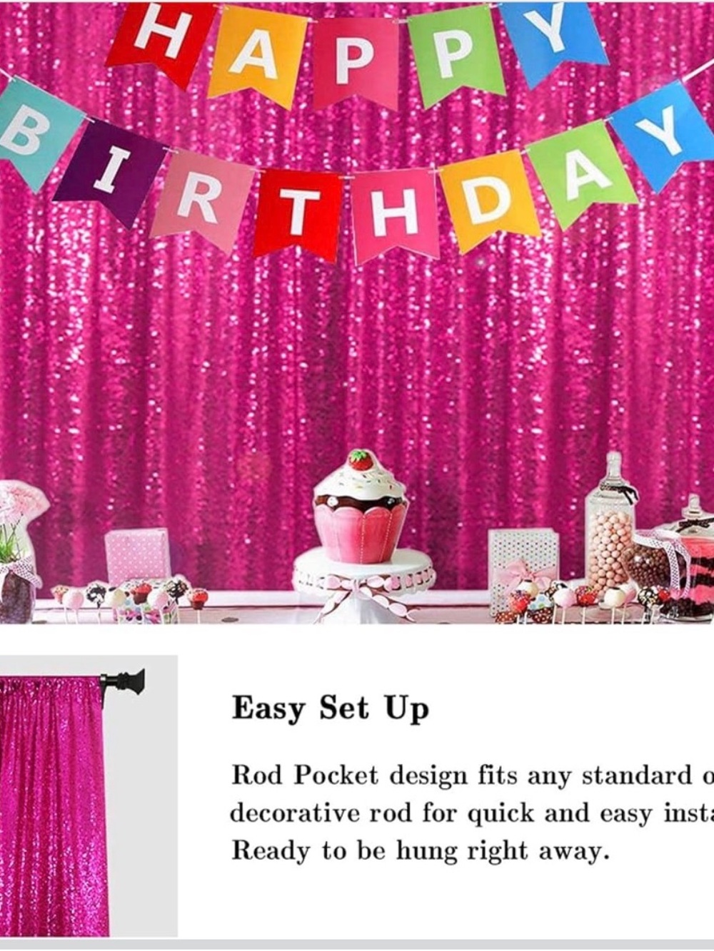 Pink Sequin Party Backdrop Curtain - One Panel- 2x7 ft-Home Party Supplies